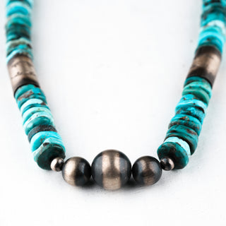 High-Grade Kingman Turquoise & Navajo Pearl Necklace | Artisan Handmade