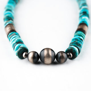 High-Grade Kingman Turquoise & Navajo Pearl Necklace | Artisan Handmade