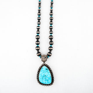 Waterweb Kingman Turquoise Pendant & Navajo Pearl Necklace Set | Happy Piasso