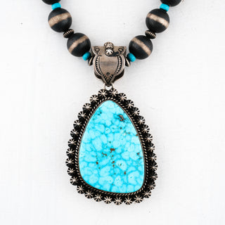 Waterweb Kingman Turquoise Pendant & Navajo Pearl Necklace Set | Happy Piasso