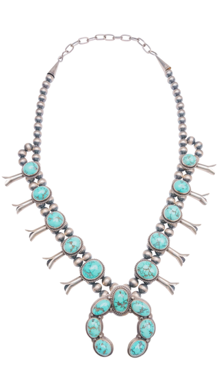 Carico Lake Turquoise Squash Blossom Necklace & Earring Set | Nila Johnson