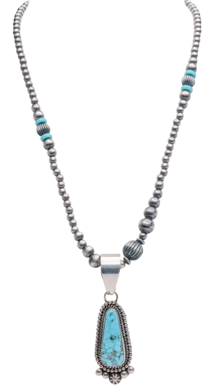 Kingman Turquoise & Navajo Pearl Necklace | Lillie Yazzie
