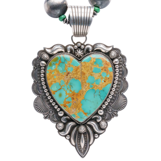 Kingman Turquoise & Navajo Pearl Heart Necklace | Albert Jake