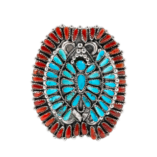 Coral & Kingman Turquoise Petit Point Ring | Judy Wallace