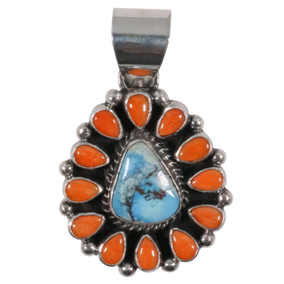 Spiny Oyster Shell & Golden Hills Turquoise Pendant | Lillie Yazzie
