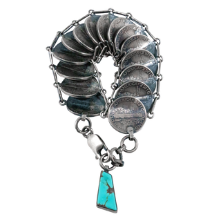 Kingman Turquoise Liberty Dime Bracelet | Artisan Handmade