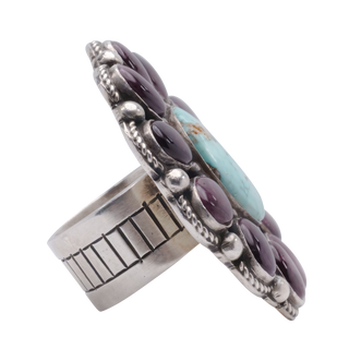 Sterling Silver Ring with Kingman Turquoise & Spiny Oyster Shell | Matthew Charley