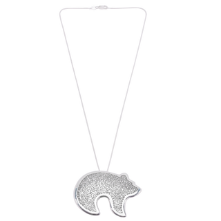Sterling Silver Handstamped Bear Pendant with Chain | Norbert Peshlakai