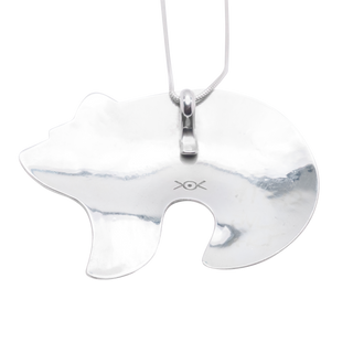 Sterling Silver Handstamped Bear Pendant with Chain | Norbert Peshlakai