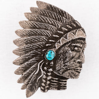Kingman Turquoise Tufa Chief's Head Ring | Kelsey Jimmie