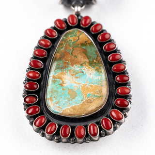 Royston Turquoise & Coral Pendant | Leon Martinez
