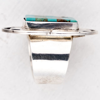 Hand Stamped Royston Turquoise & Kingman Turquoise Ring |Tommy Jackson