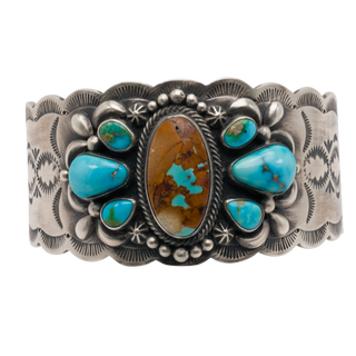 Boulder Turquoise & Sonoran Turquoise Overlay Cuff | Murphy Platero
