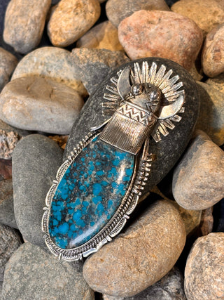 Broad Face Kingman Turquoise Kachina Pendant | Bennie Ration