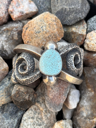 #8 Turquoise Tufa Abstract Spiral Cuff - Aaron Anderson