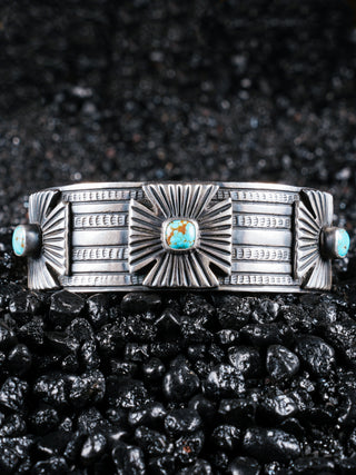 Number Eight Turquoise Santa Fe Cross Cuff | Victor Begay