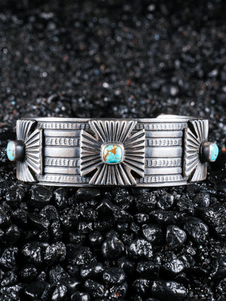 Number Eight Turquoise Santa Fe Cross Cuff | Victor Begay