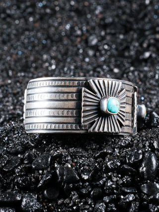 Number Eight Turquoise Santa Fe Cross Cuff | Victor Begay