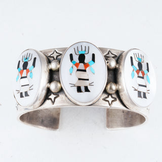 Sleeping Beauty Turquoise, Mother of Pearl, Jet, & Coral Crown Dencer Cuff | Ronnie Willie