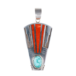 Lone Mountain Turquoise & Coral Pendant | Wyatt Begay