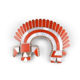 Rainbow Man Mother of Pearl & Coral Pin & Pendant | Fadrian & Vivica Bowannie