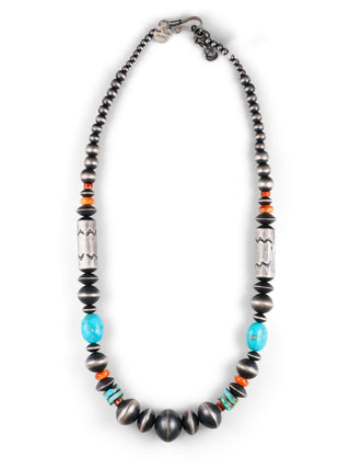 Armenian Turquoise, Sonoran Gold Turquoise, & Spiny Oyster Shell Navajo Pearl Necklace | Rose Martin
