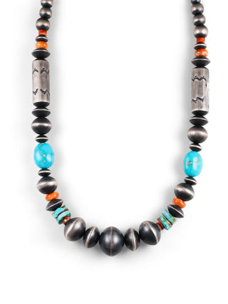 Armenian Turquoise, Sonoran Gold Turquoise, & Spiny Oyster Shell Navajo Pearl Necklace | Rose Martin