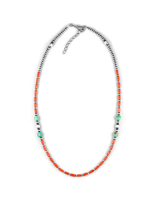 Sonoran Gold Turquoise, Coral, & Navajo Pearl Necklace | Artisan Handmade