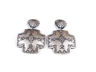Sterling Silver Santa Fe Cross Earrings | Vincent Platero