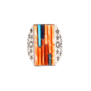 Sleeping Beauty Turquoise, Spiny Oyster Shell, Lapis, & Coral Ring | Veronica Benally