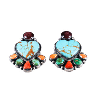 Sonoran Gold Turquoise, Armenian Turquoise, & Spiny Oyster Shell Heart Earrings | Lowell Draper