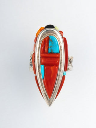 Kingman Turquoise, Sleeping Beauty Turquoise, Spiny Oyster Shell, Ironwood, Coral, & Gaspeite Ring | David Tune