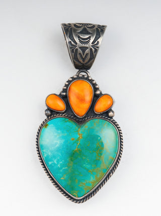 Royston Turquoise & Spiny Oyster Shell Heart Pendant | Murphy Platero & Elgin Tom