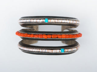 Kingman Turquoise, Heishi, & Coral Tufa Cuff | Aaron Anderson