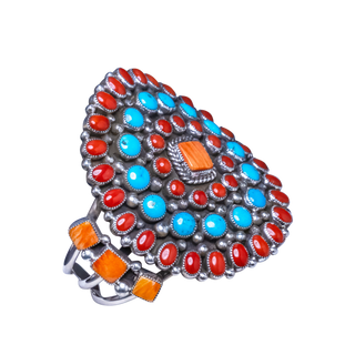 Coral, Spiny Oyster Shell & Kingman Turquoise Bracelet | Artisan Handmade