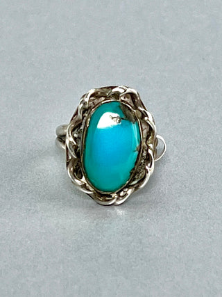 Turquoise & Silver Twistwire Ring | Artisan Handmade