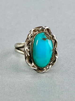 Turquoise & Silver Twistwire Ring | Artisan Handmade