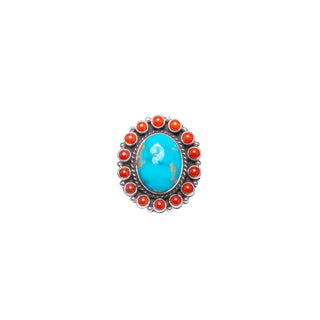 Royston Turquoise & Coral Ring | M & R Calladitto