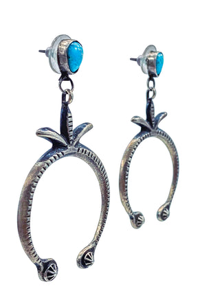 Kingman Turquoise Naja Earrings | Artisan Handmade