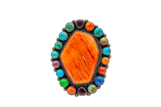 Multi-Stone Spiny Oyster Shell Ring | Anthony Skeets