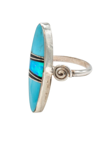 Onyx, Opal & Sleeping Beauty Turquoise Inlay Ring | C. Webster