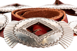 Sterling Silver & Leather Concho Belt | Matthew Charley