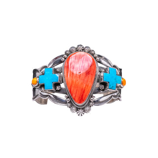 Kingman Turquoise & Spiny Oyster Shell Bracelet | Aaron Toadlena