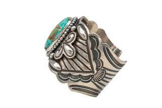 Royston Turquoise & Sculpted Silver Cuff | Arnold Blackgoat