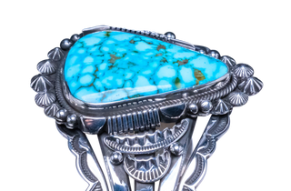 Kingman Web Turquoise Bracelet | Aaron Toadlena
