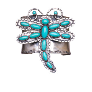 Dragonfly Kingman Turquoise Bracelet | Mark Yazzie
