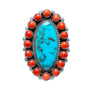 Coral & Kingman Turquoise Ring | Geraldine James
