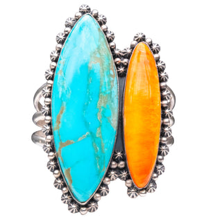 Kingman Turquoise & Spiny Oyster Shell Bracelet | Navajo Handmade