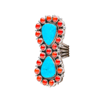 Kingman Turquoise & Coral Ring | Geraldine James