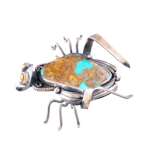 Royston Turquoise Beetle Pin/Pendant | Navajo Handmade